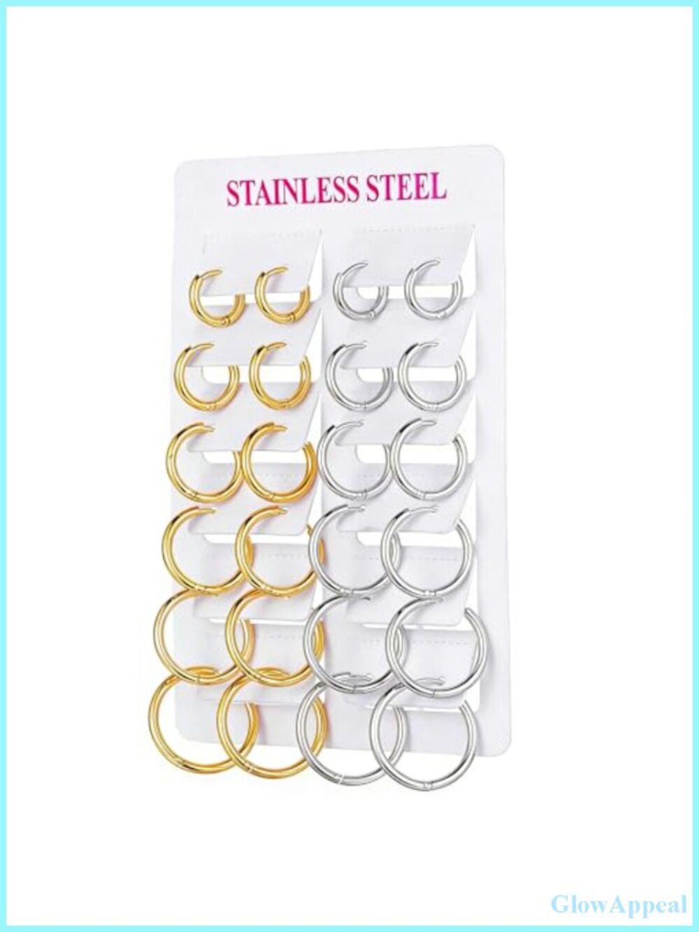 12 Pairs Hypoallergenic Stainless Steel 14K Gold Filled Huggie Hoop Earrings Set